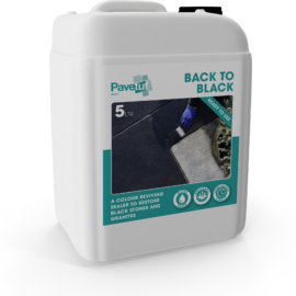 Pavetuf Back to Black Sealer revitalizes the deep hues of worn charcoal limestone pavers. An environmentally friendly choice!