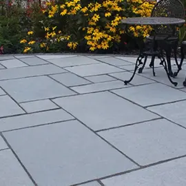 Steel Blue patio paving pavers present a cool, sophisticated hue and a sleek finish, ideal for creating stylish outdoor spaces with modern stone charm