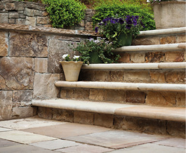 Bullnose Harvest Coping: A smooth, rounded edge coping that adds a polished finish to pools and patios, showcasing warm earthy tones.